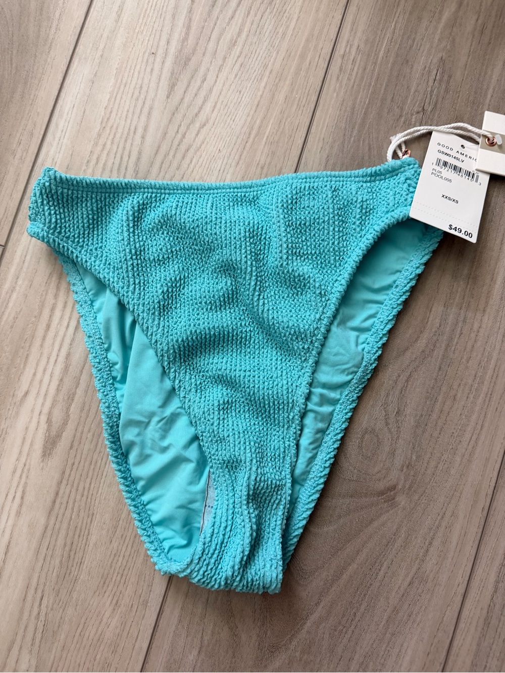 Good American Turquoise Textured Bikini Bottom